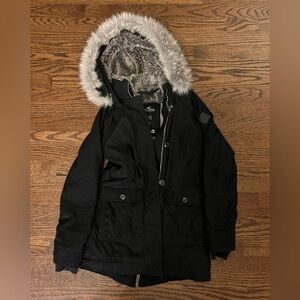 Hollister Black Utility Jacket with Fur Hood